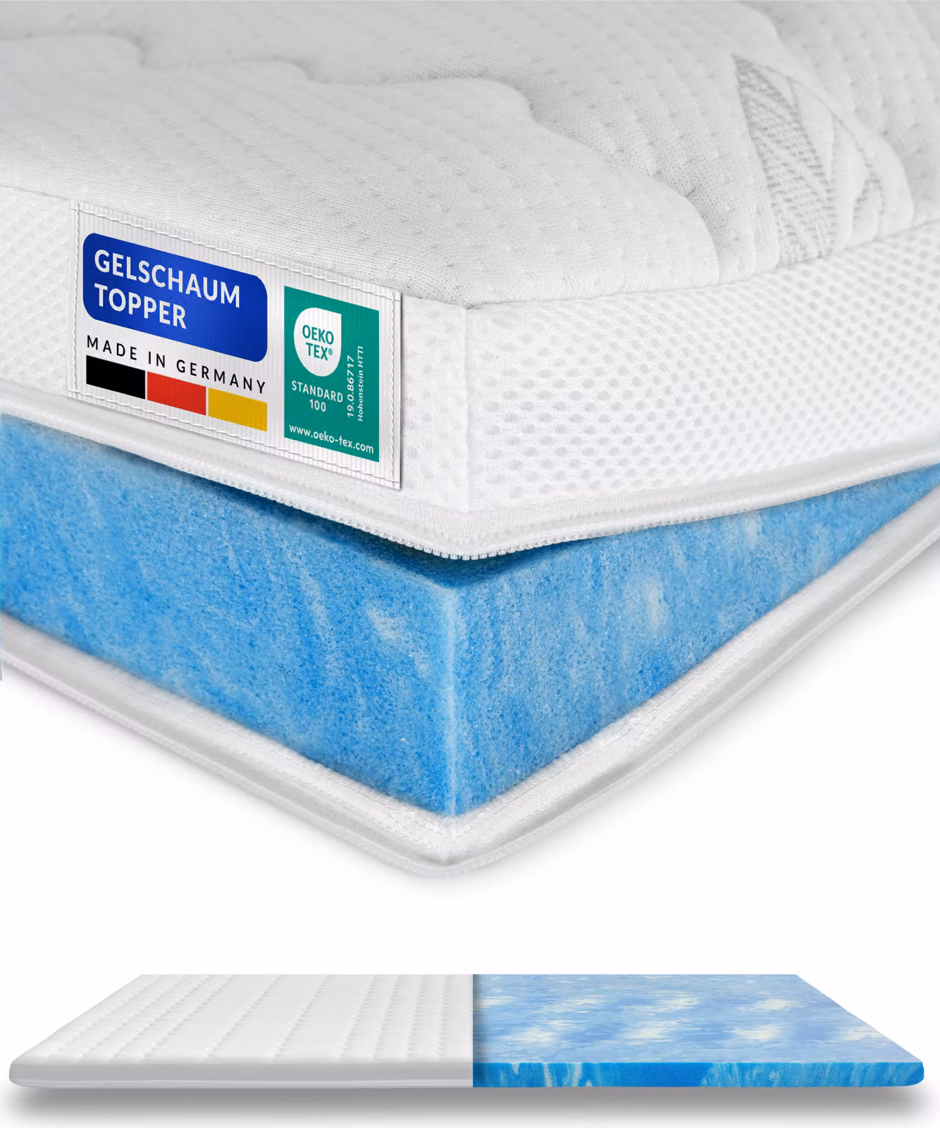 AM Qualitätsmatratzen | Premium gel schiuma Topper | 100x220 cm | 6 cm di altezza | Mattress Topper | 100/220 | Gel Topper