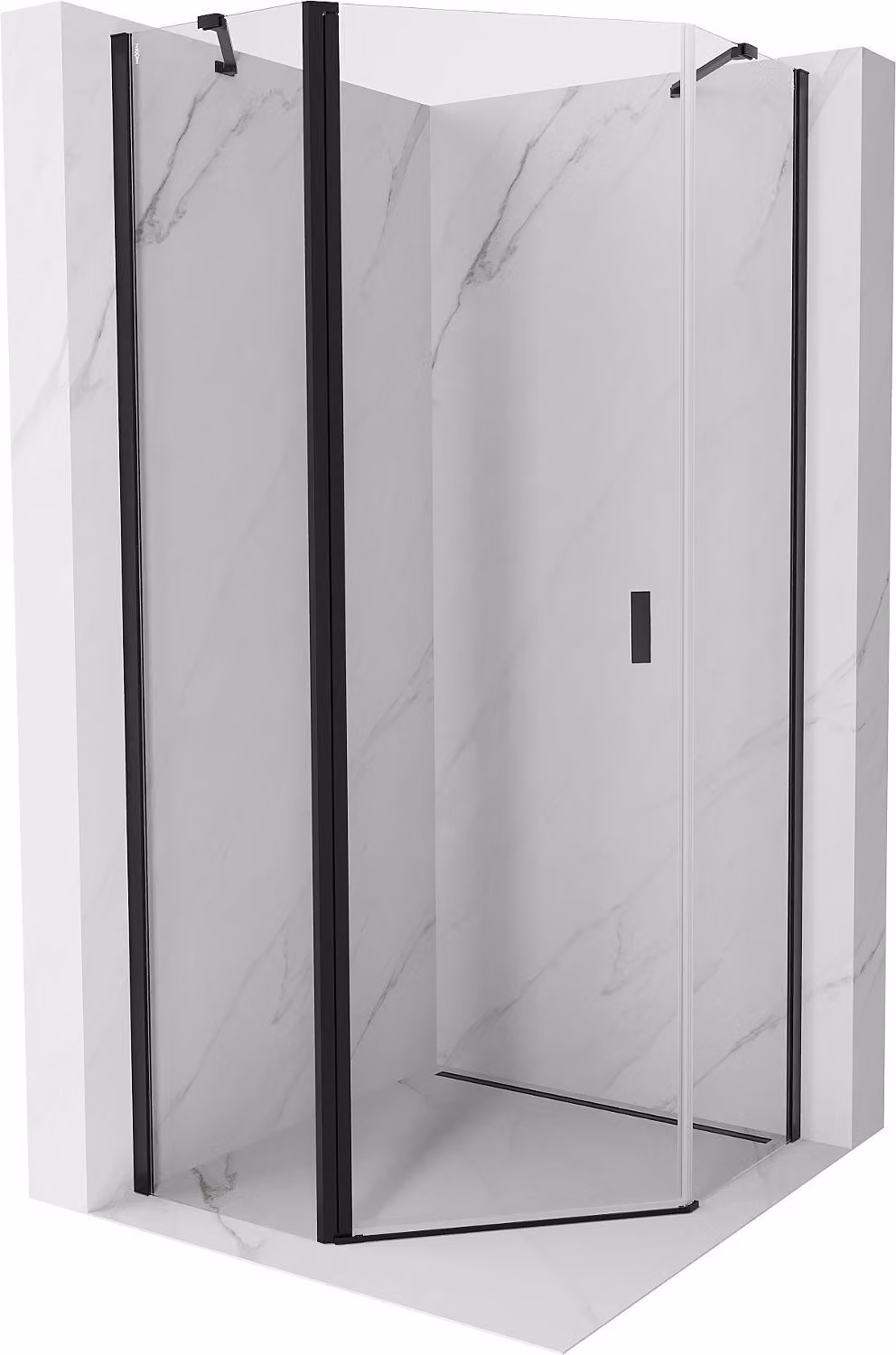 Mexen Mist cabina doccia pentagonale a battente 90 x 90 cm, trasparente, nera - 8A8-090-090-70-00