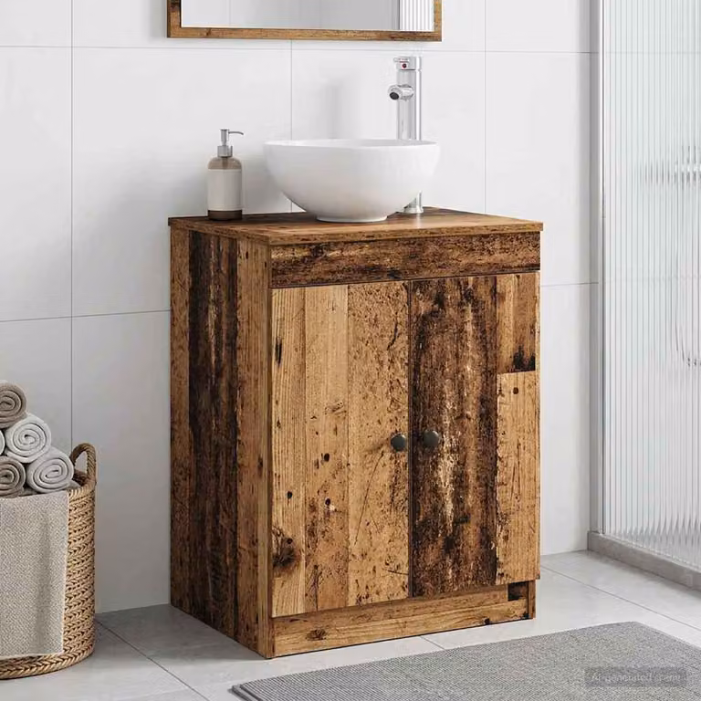 Mobile da bagno vidaXL in legno e metallo marrone con ante a battente e ripiani interni L/P/H: 54 x 41 x 70 cm