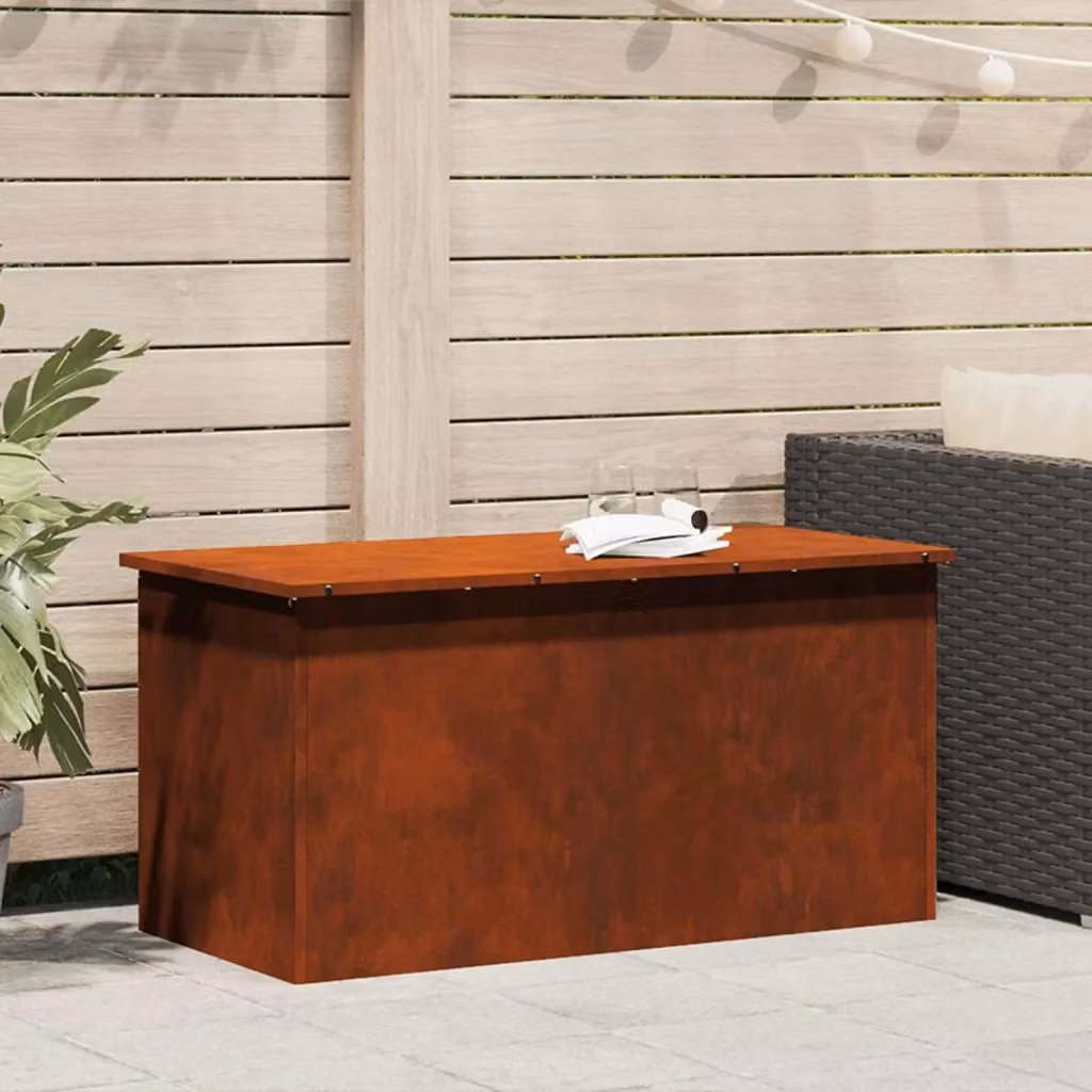 Scatola di stoccaggio esterna in metallo color ruggine con design industriale L: 100 cm, P: 50,5 cm, H: 50 cm CFW8086243 – 2