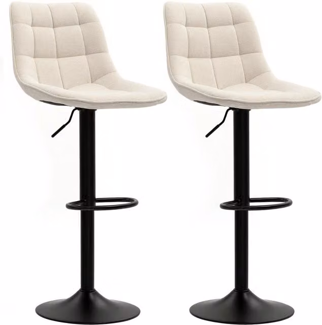 Set 2 Sedie da Bar con Schienale Regolabili e Girevoli ¨C Minimal ¨C Beige