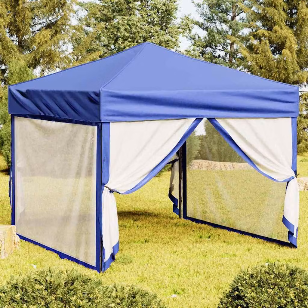 vidaXL Tenda per Feste Pieghevole con Pareti Laterali con Finestra Blu