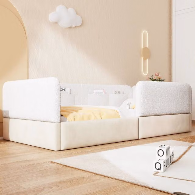 letto a piattaforma imbottito mdf pu bianco 90 x 200 cm