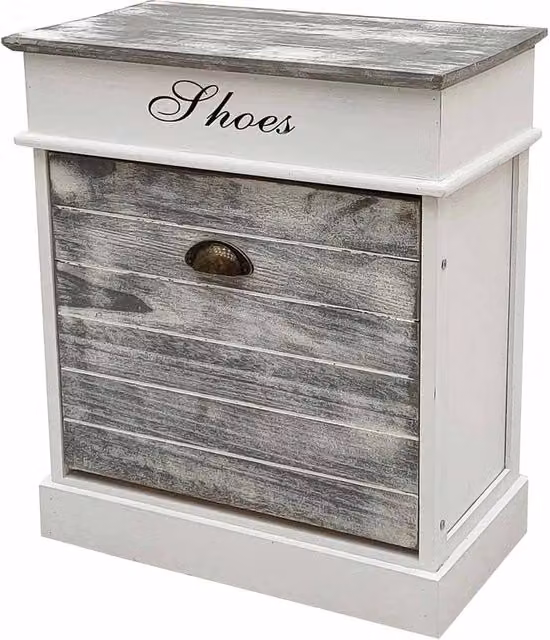 Scarpiera in legno bianco WANDERLUST DECO con vani a ribalta L: 50 cm, P: 28 cm, H: 58 cm