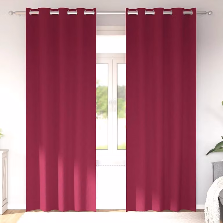 Set di 2 tende blackout vidaXL con anelli in poliestere, colore rosso, H: 260 cm x L: 140 cm