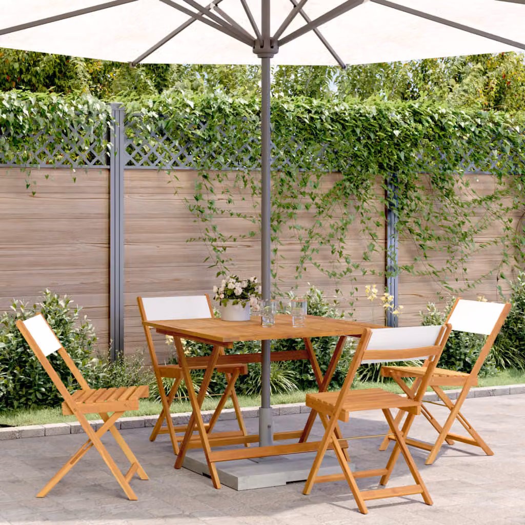 Maison Exclusive - Set da pranzo da giardino a 5 pezzi in tessuto e legno massello, bianco crema