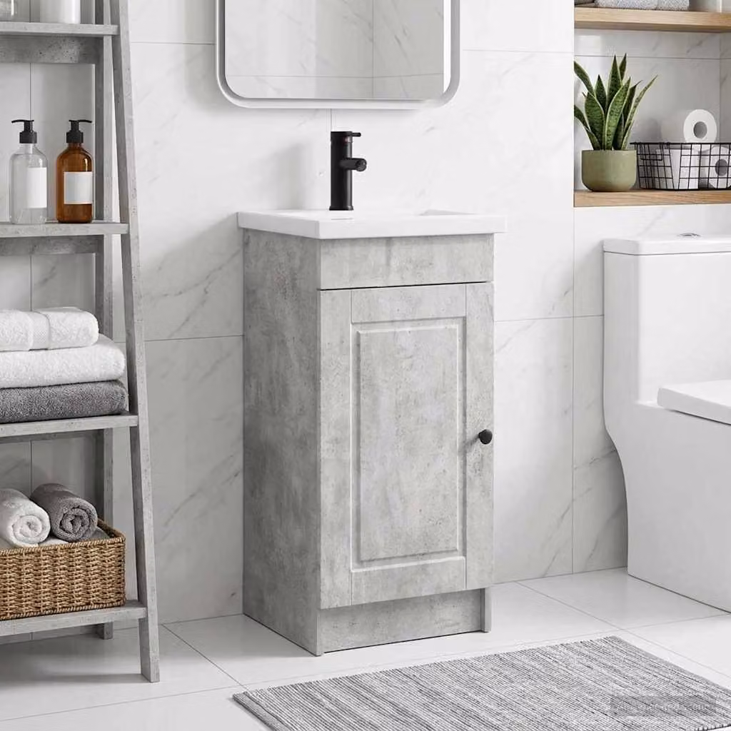 Mobile da bagno con lavabo vidaXL moderno in grigio cemento L: 42 cm, P: 40 cm, H: 84,5 cm