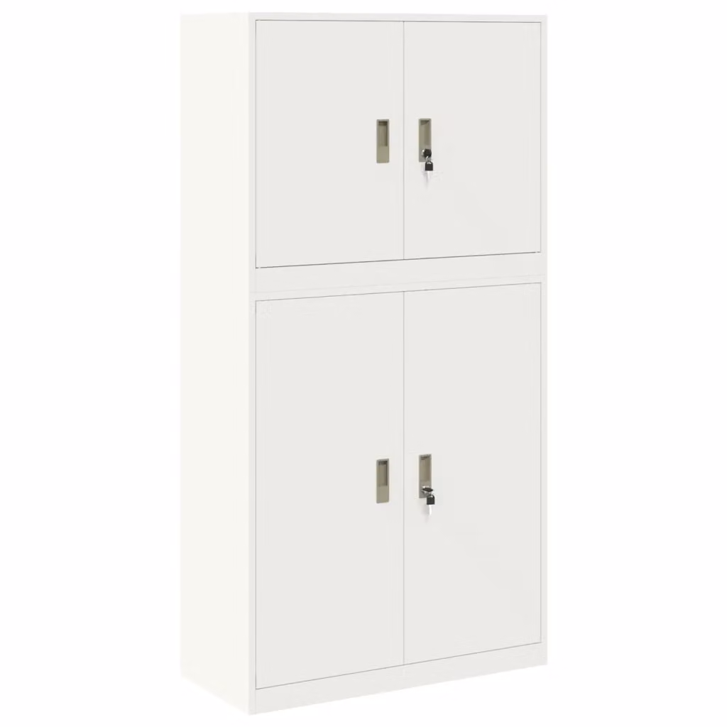 Set di 2 Armadi vidaXL in Metallo Bianco con Ante a Battente e Serratura L/P/H: 90 x 40 x 175 cm – 2