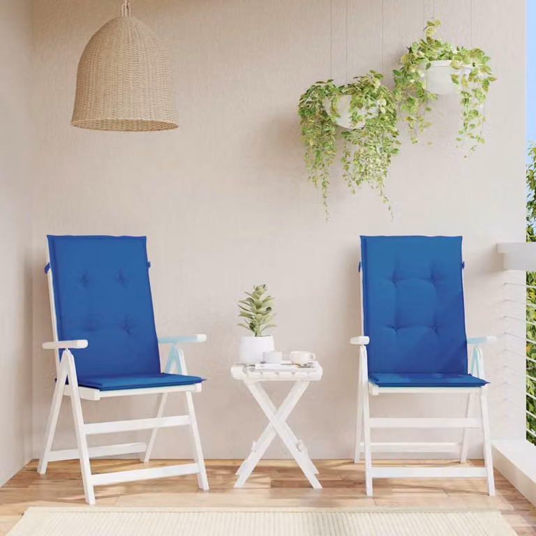 Set di 2 cuscini per sedie vidaXL in tessuto blu, impermeabili e resistenti ai raggi UV, L 120 cm x P 50 cm x H 3 cm