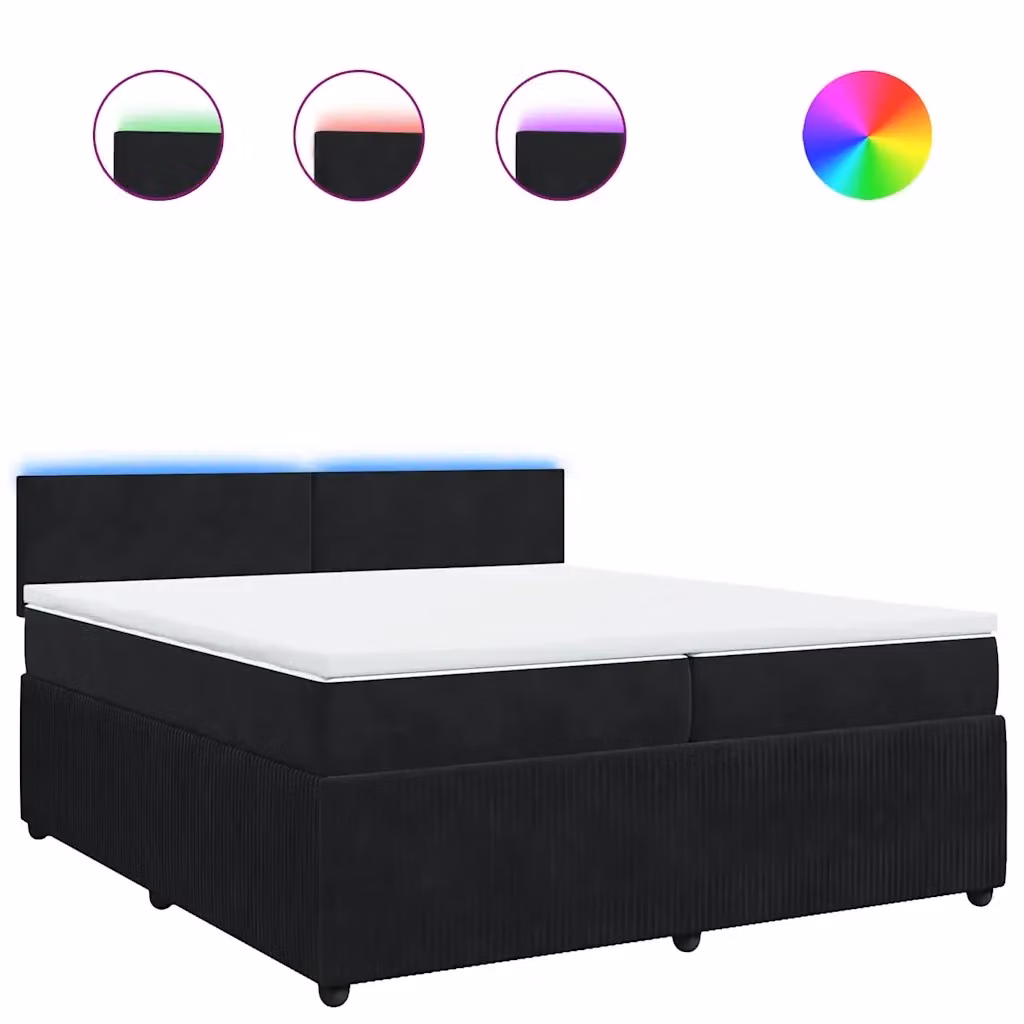 Letto Ibrido Moderno vidaXL con Materasso in Velluto Nero e Bianco L/P: 200 x 200 cm – 2