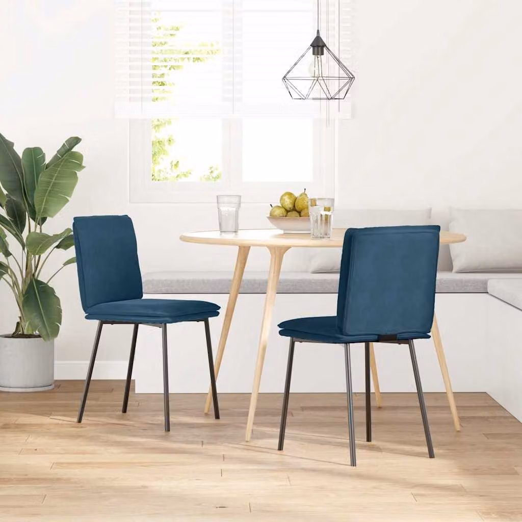 vidaXL Sedie da Pranzo 2 pz Blu in Velluto