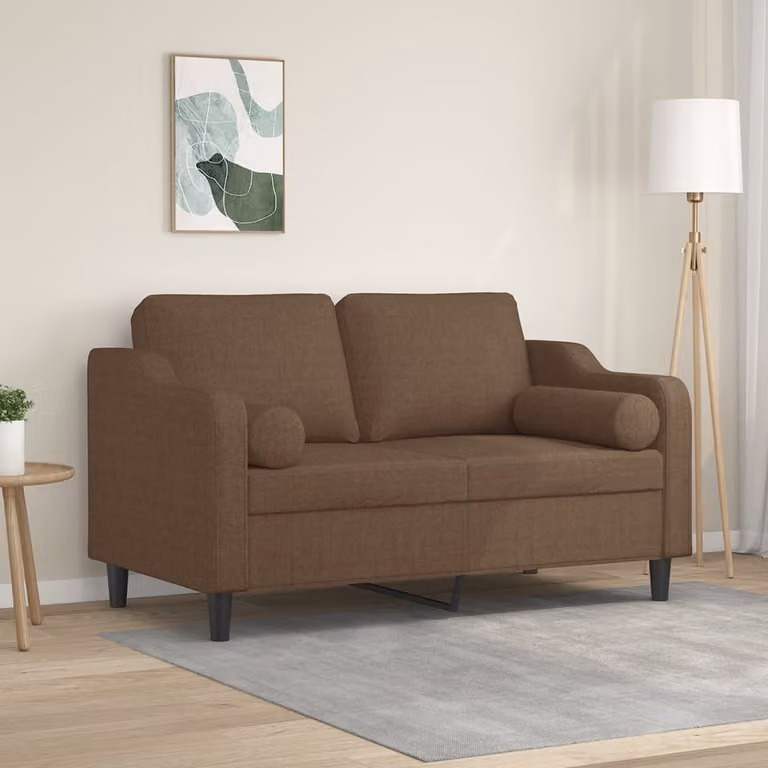 vidaXL Divano a 2 Posti Moderno in Tessuto Marrone con Cuscini e Coperture Rimovibili L: 138 cm, P: 80 cm, H: 77 cm