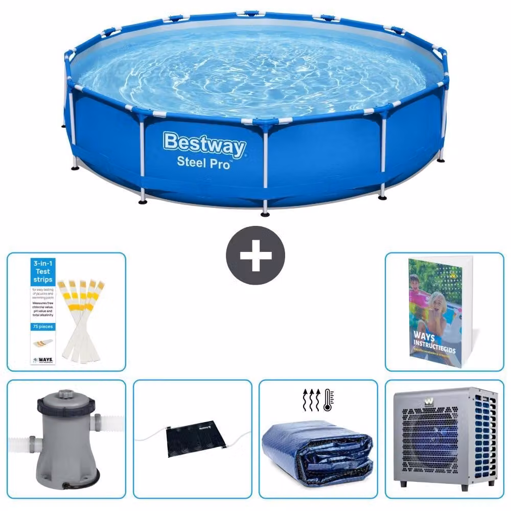 Piscina gonfiabile Bestway Steel Pro, rotonda, dimensioni 366x76 cm, composta da 5 parti, modello S216