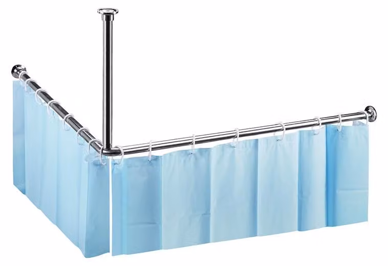 Asta per tenda da doccia Bemeta, accessorio angolare per hotel, 900 x 900 mm, acciaio inox