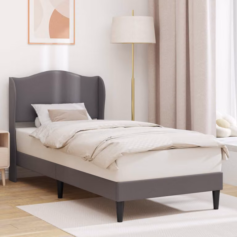 Struttura del letto con testiera vidaXL in similpelle grigia, L 80 x P 200 cm