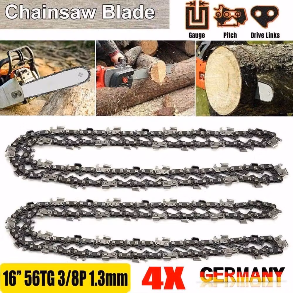 4 catene per motosega, lunghezza 40 cm, spessore 1,3 mm, passo 3/8", modello 56 TG, compatibili con la motosega Scheppach CSE 2200. Spedizione tramite DHL