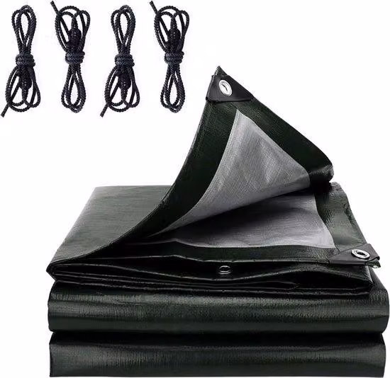 Telo impermeabile 2x2 m verde 110 g/m² con anelli e corde