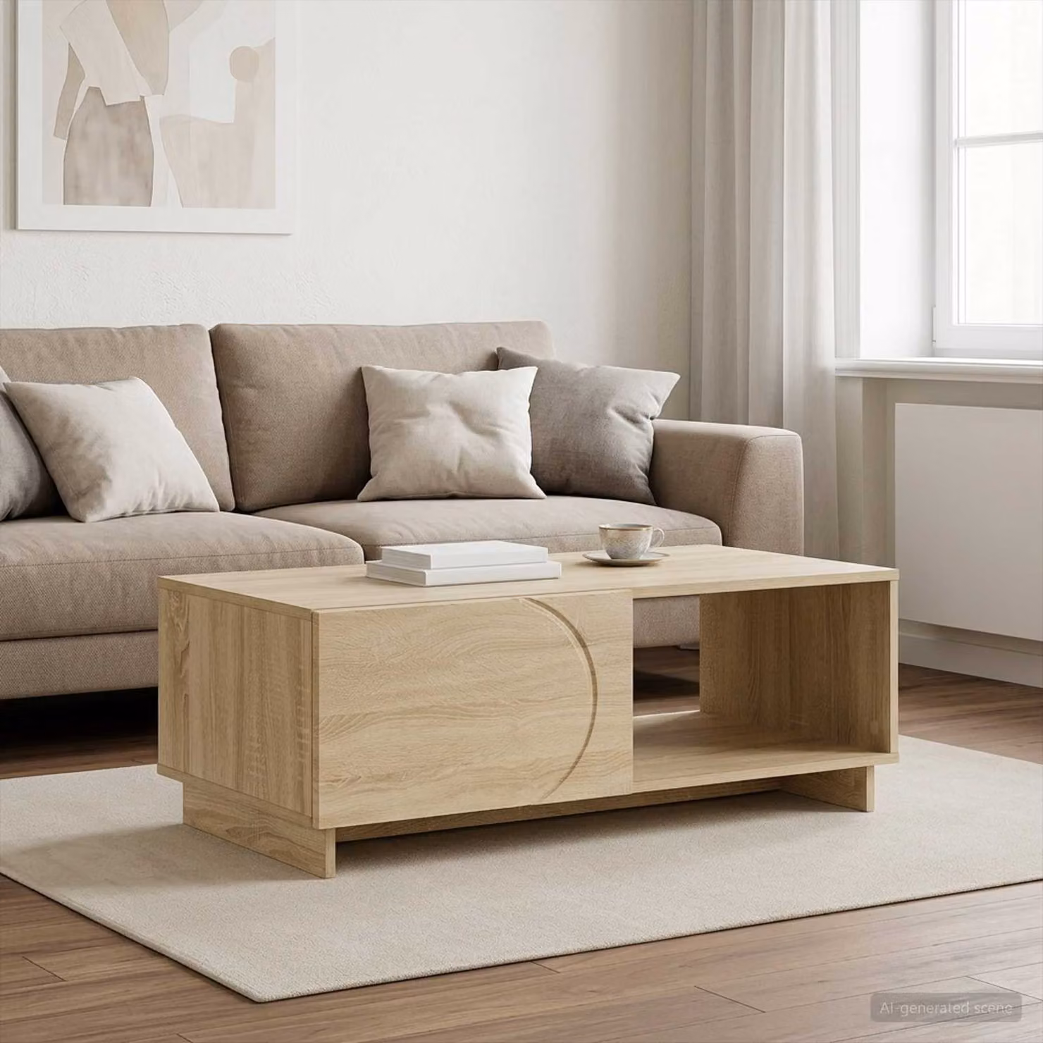 Tavolino da salotto moderno vidaXL in rovere sonoma, colore marrone e beige, L 95 x P 50,5 x H 35 cm