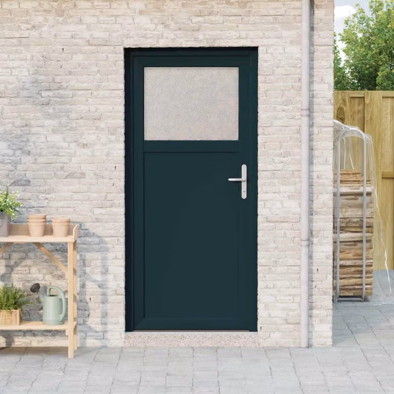 Porta d'ingresso laterale moderna vidaXL in PVC color antracite L: 98 cm, H: 198 cm