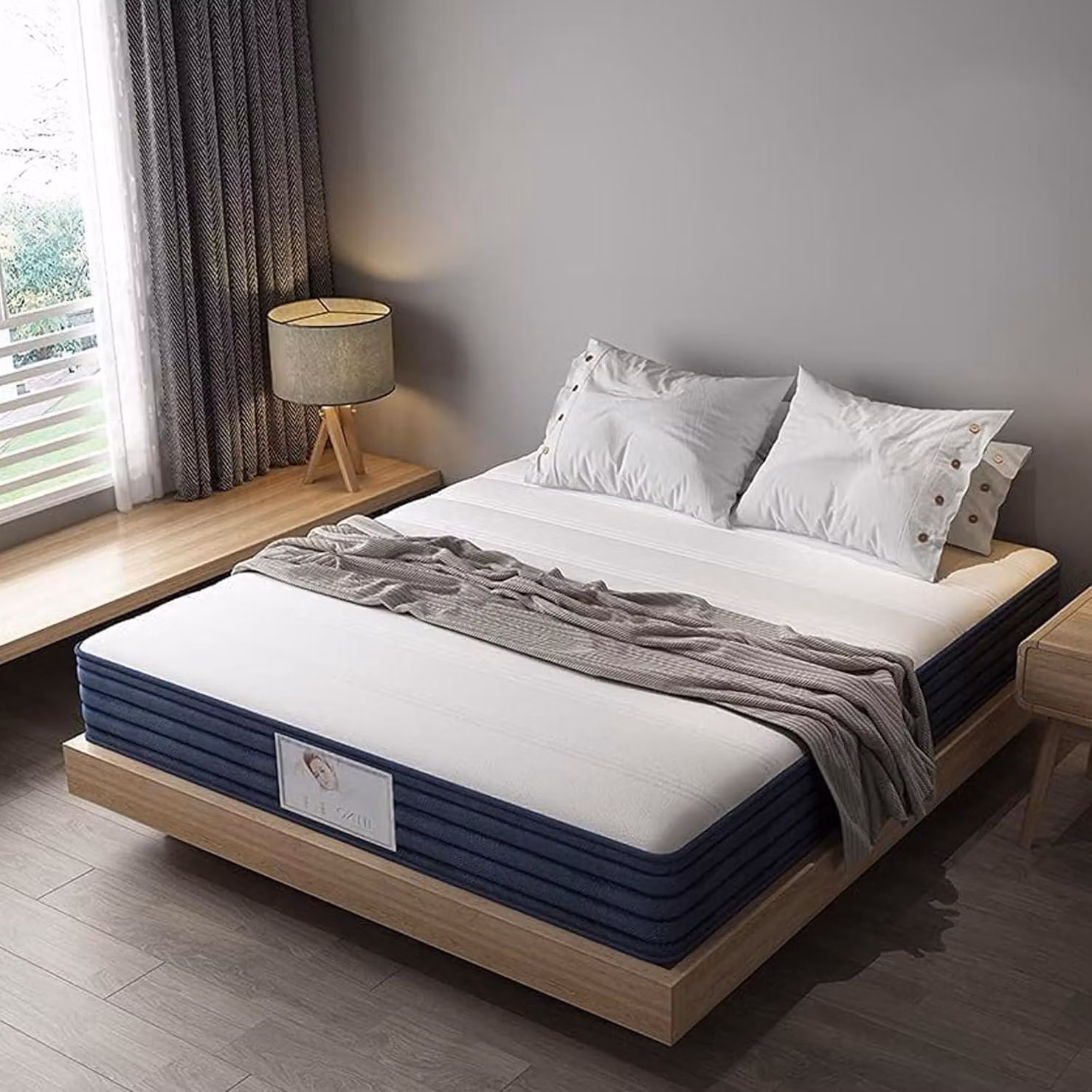 Materassi 140x190 cm, con molle insacchettate, altezza 22 cm, 7 zone, con strato in memory foam