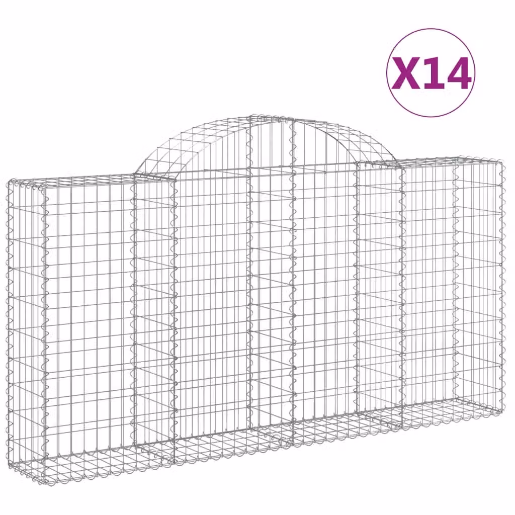 Cesti Gabbioni ad Arco 14 pz 200x30x100/120 cm Ferro Zincato