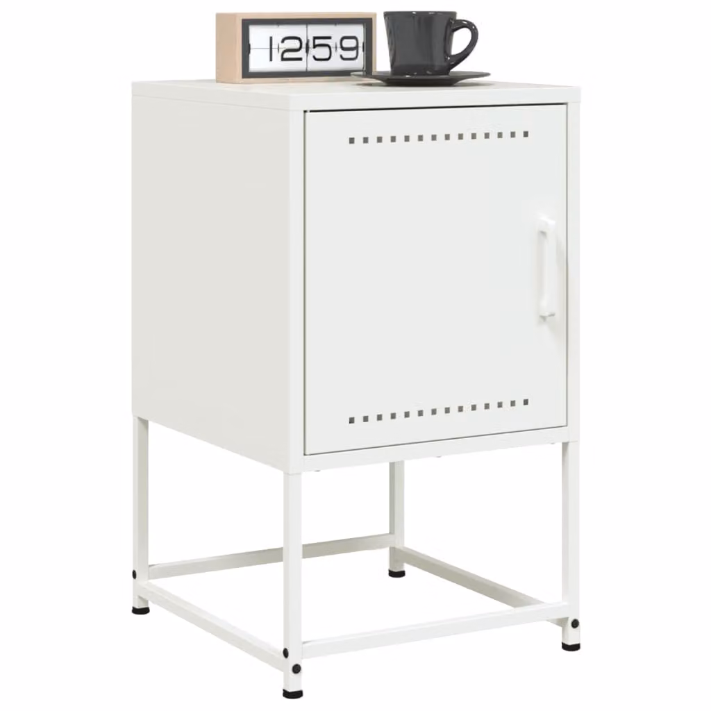 Set di 2 comodini vidaXL bianchi in metallo con design industriale da appendere al muro L/P/H: 36 x 39 x 60,5 cm