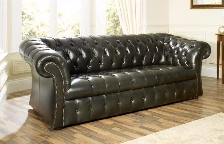 Grüne Chesterfield Sofa Couch Polster Leder Couchen Polster 3 Sitzer Leder