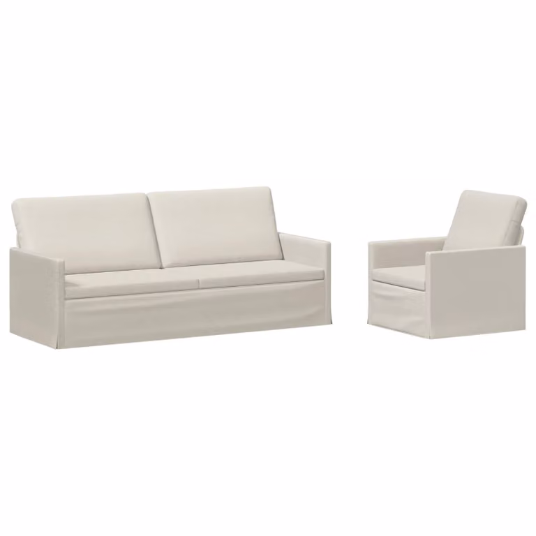 Set di 2 divani moderni vidaXL in velluto beige con struttura in metallo per soggiorno o ufficio in casa