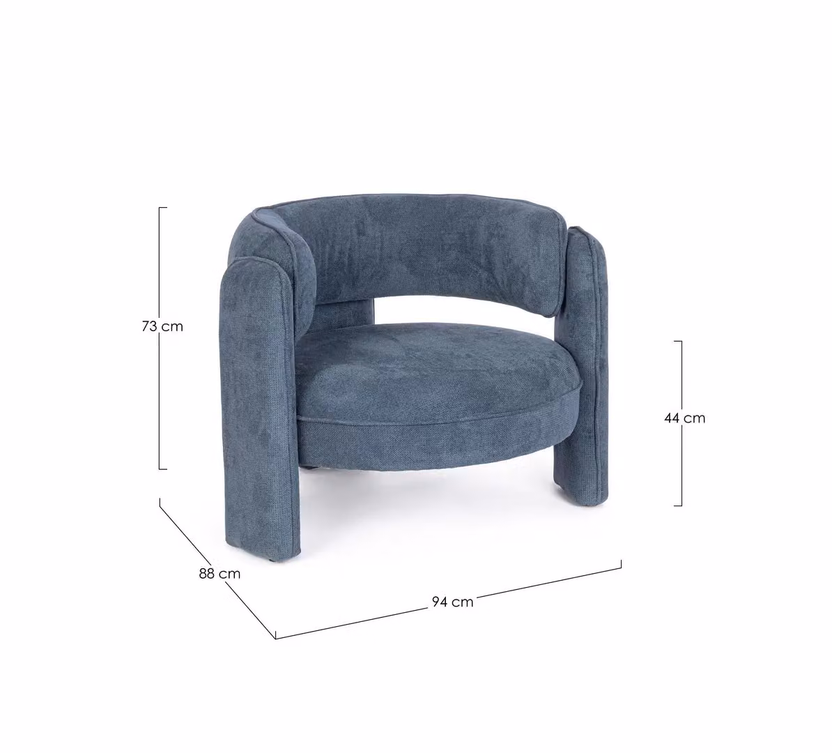 Poltrona Aisha Bizzotto in tessuto blu con braccioli e struttura in legno massello – 3