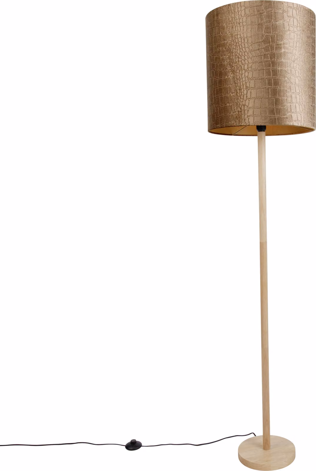 Lampada da terra in legno con paralume in velluto, motivo coccodrillo, 40 cm, Mels