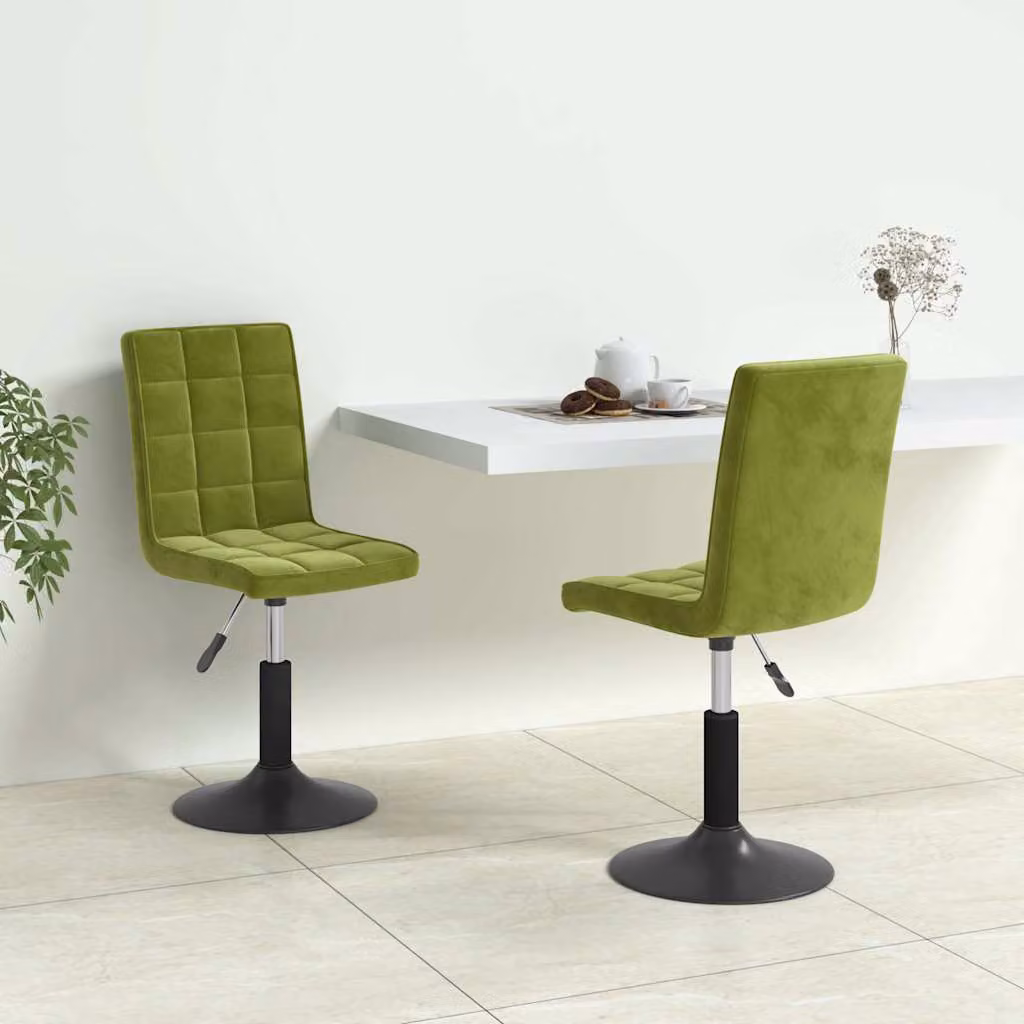 Set di 2 sedie da pranzo girevoli vidaXL in velluto verde chiaro con struttura in metallo e plastica per soggiorno e sala da pranzo – 1