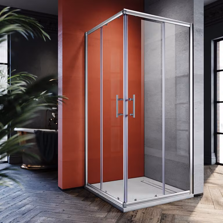 SONNI doccia angolare Cabine doccia ad angolo ingresso doppio porte scorrevoli doccia 80x76cm, vetro ESG funzione di sgancio rapido protezione dagli spruzzi d'acqua, altezza 195cm