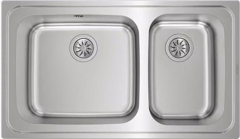 Teka 10119021, Lavello da incasso, Semicircolare, Acciaio inox, Acciaio inox, 2 vasche, Rettangolare