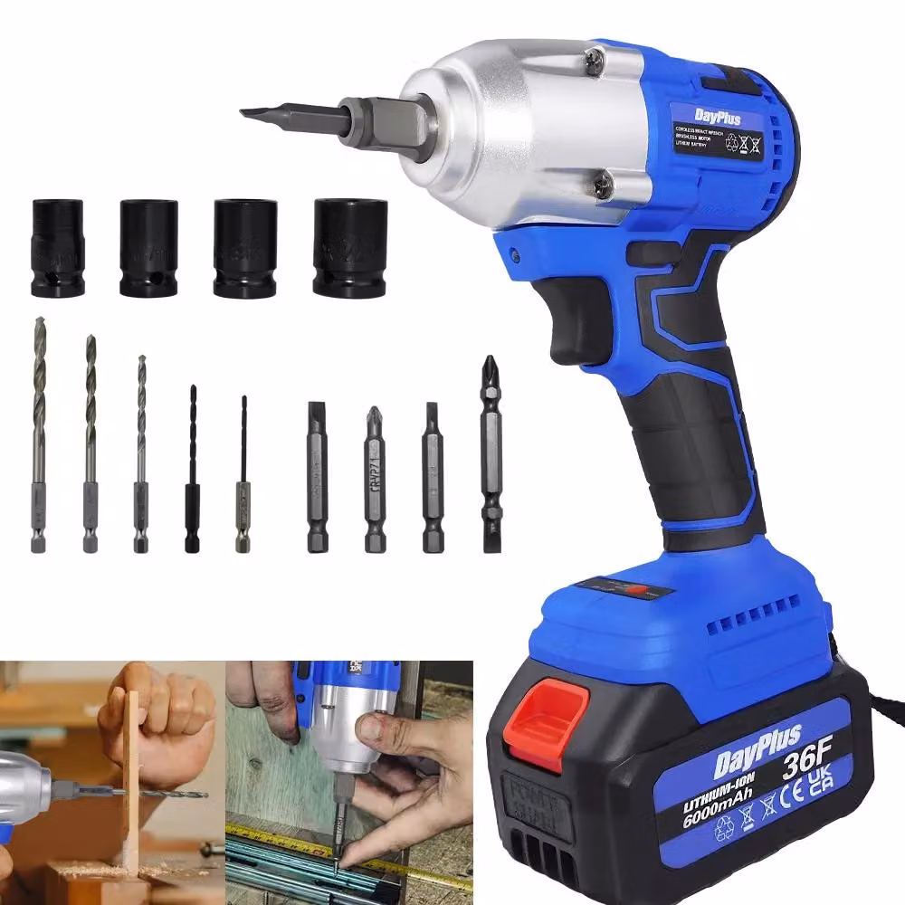 Avvitatore a percussione a batteria - Attacco quadrato da 1,27 cm - Coppia di 420 Nm - Batteria agli ioni di litio da 6000 mAh - Motore brushless - Set di utensili