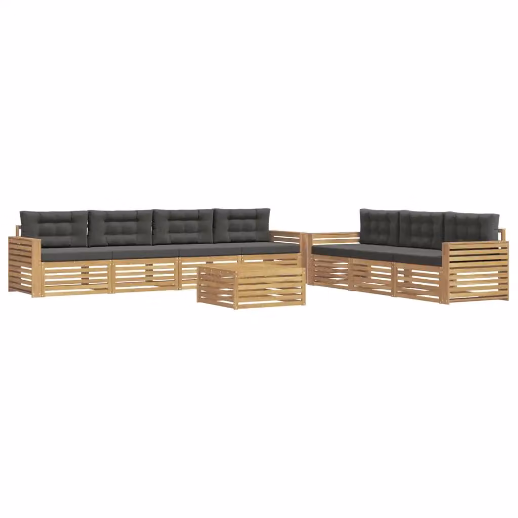 Set di divani da esterno vidaXL a forma di U composto da 8 pezzi con tavolino da caffè, in legno di acacia trattato, colore bianco e antracite – 2