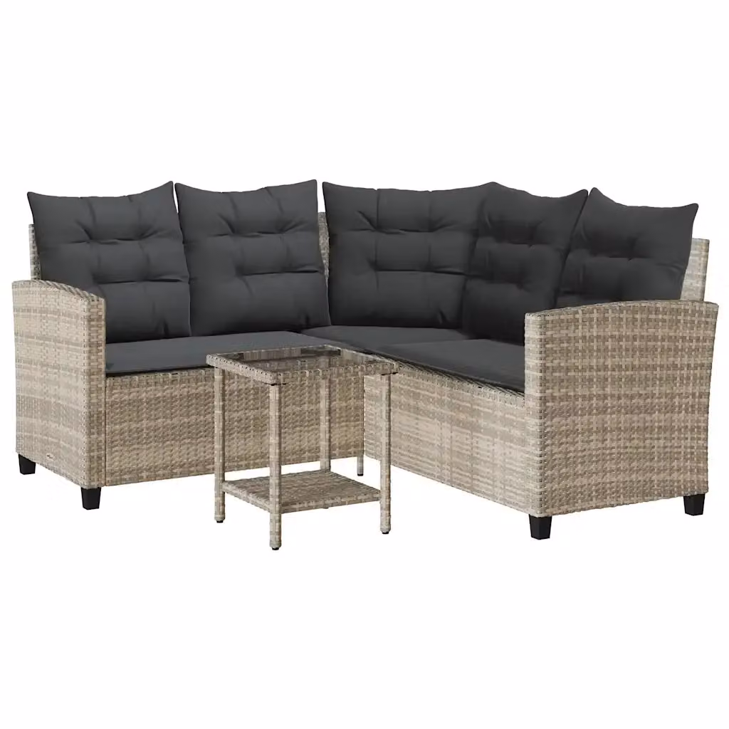 Set Divano da Giardino a L con Tavolo vidaXL Grigio – 2