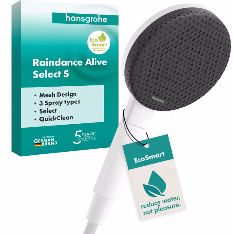 Manopola per doccia da 125 mm, 3 getti, 7,1 litri/minuto, bianco opaco