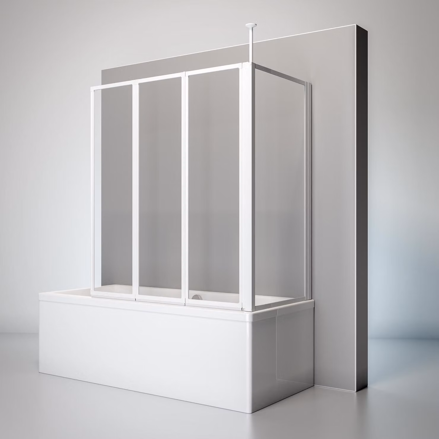 Schulte Box doccia per vasca da bagno, 3 pezzi con parete laterale, parete pieghevole: 129 x 140 cm, parete laterale adatta per una profondità della vasca di 68 - 71 cm, vetro di sicurezza (ESG) trasparente chiaro da 3 mm, bianco alpino
