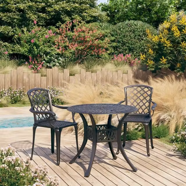 Set da Bistrot 3 pz in Alluminio Pressofuso Nero 3070584