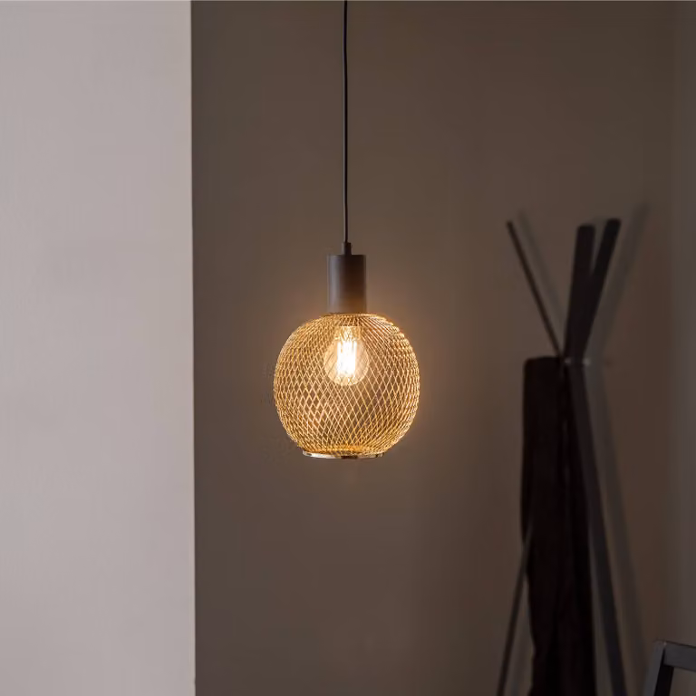 Lampada a sospensione in vetro Seka Lucea, dimmerabile, Ottone / Oro, Soggiorno / Sala da pranzo, Vetro, Lampada a sospensione