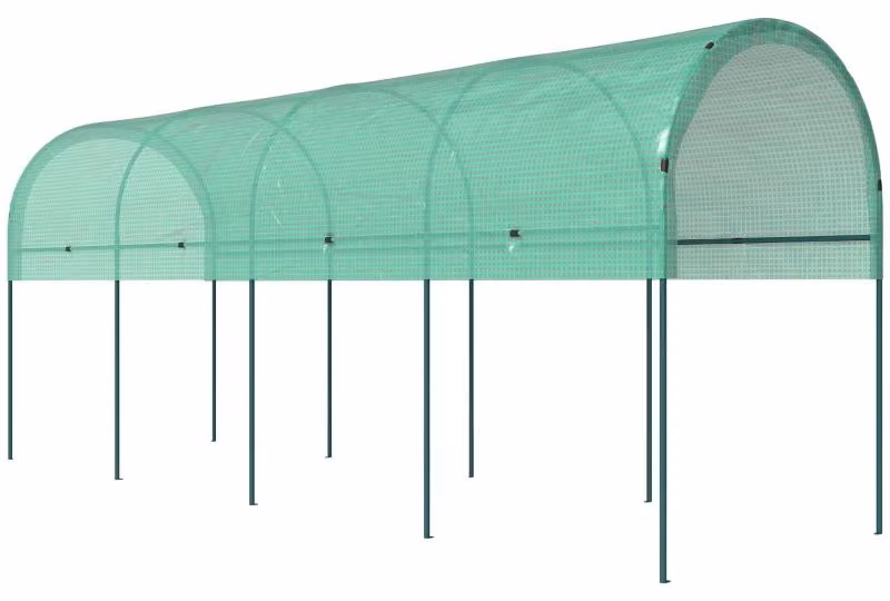 Serra da giardino Moonbite, modello Tomatenhaus, dimensioni 400 x 120 x 170 cm, con tetto a volta, serra in plastica, 4 archi in acciaio inossidabile, 8 picchetti da terra, telo con trasmittanza luminosa dell'85%, acciaio inossidabile, colore verde