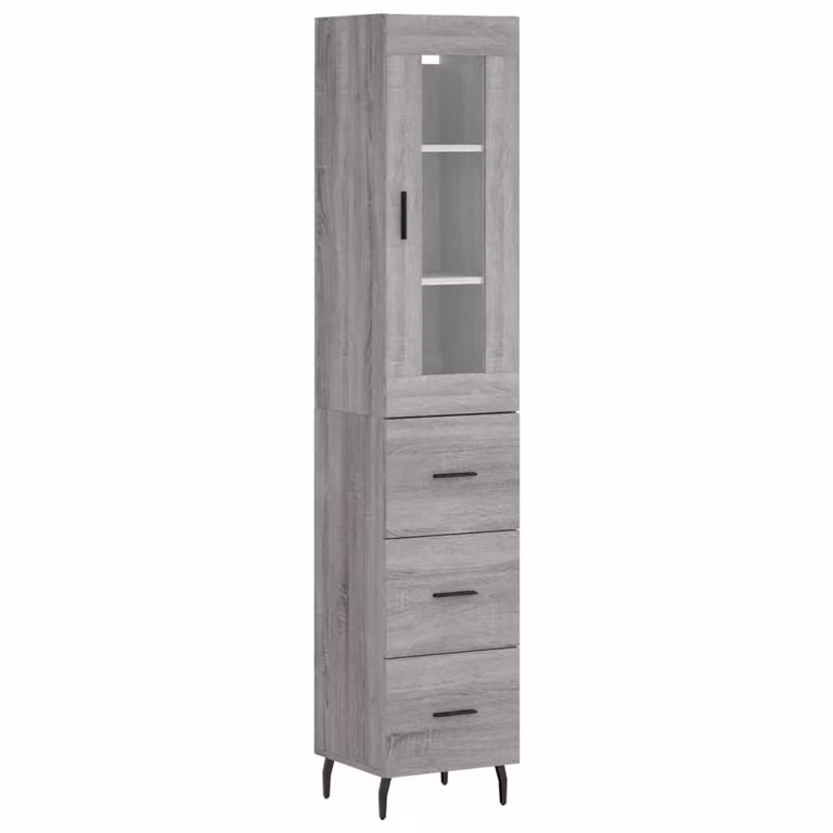 Credenza Grigio Sonoma 34,5x34x180 cm in Legno Multistrato