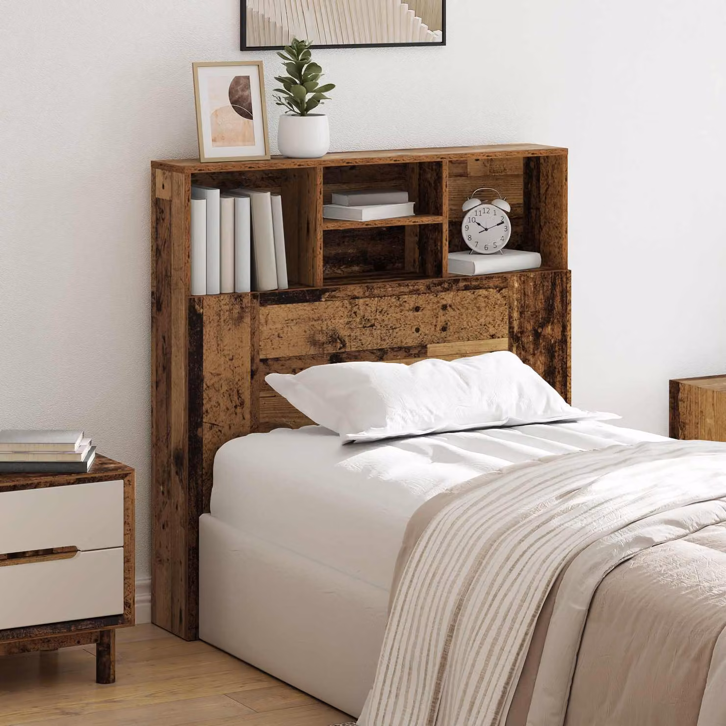 Testata del letto moderna vidaXL in legno ingegnerizzato marrone con ripiano integrato