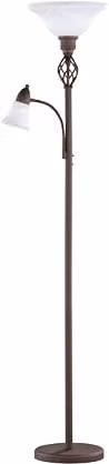 Lampada Piantana da Terra GD Trio in Stile Rustico con 2 Vetri Bianchi e Marroni 10W – 1