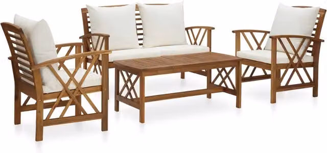Set Divani da Giardino 4 pz con Cuscini in Massello di Acacia 3057987