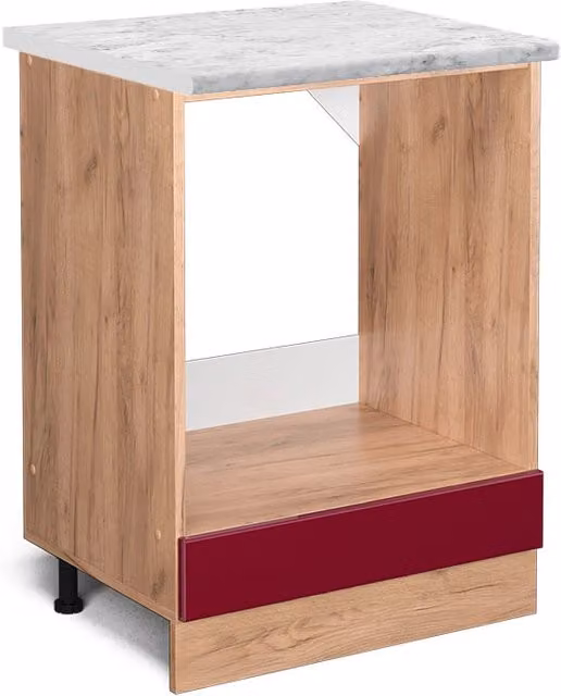 Mobile per forno da incasso Vicco R-Line Rosso lucido e Rovere dorato L: 60 cm, H: 81,6 cm