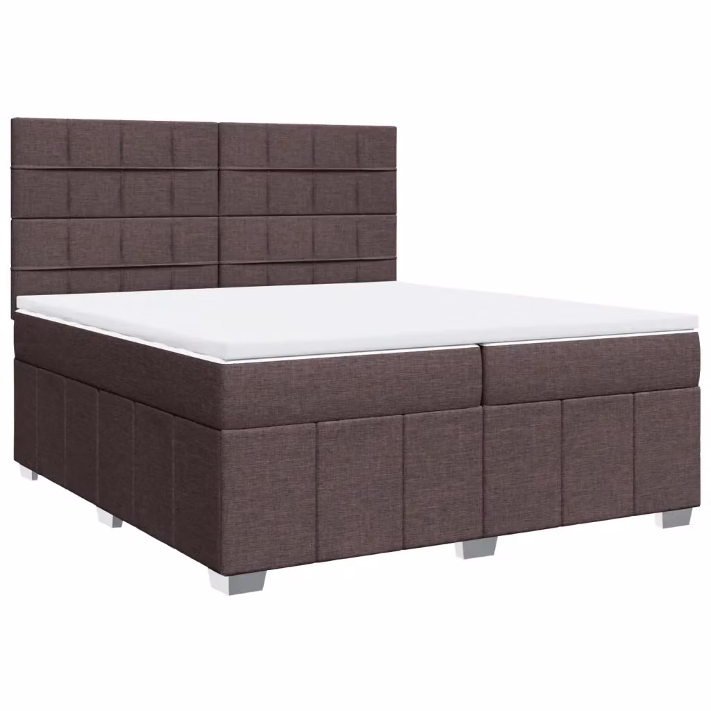 Letto Ibrido con Giroletto a Molle e Materasso vidaXL in Legno di Pino e Tessuto, Marrone e Bianco, 200 x 200 cm – 2