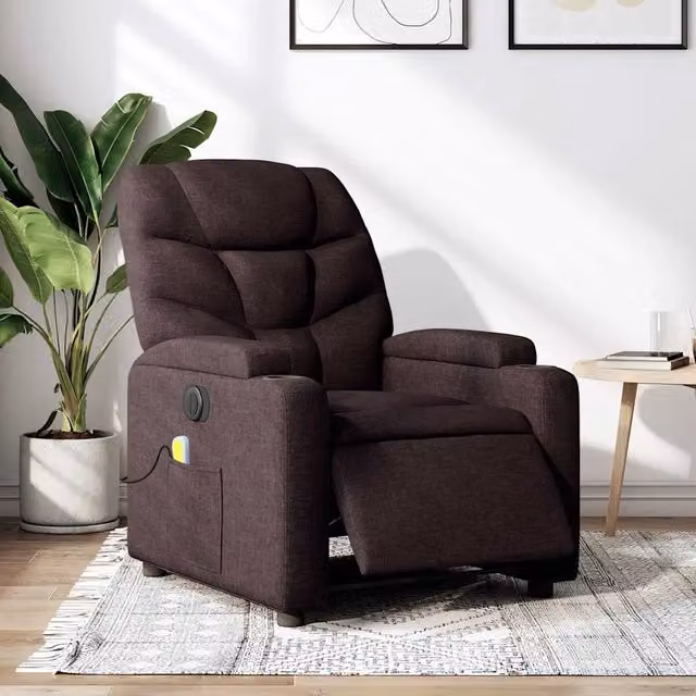Poltrona relax reclinabile elettrica vidaXL in tessuto marrone con braccioli e imbottitura in schiuma