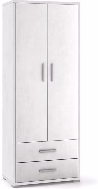 Armadio 2 Ante 2 Cassetti 71x182x41 cm Ossido Bianco