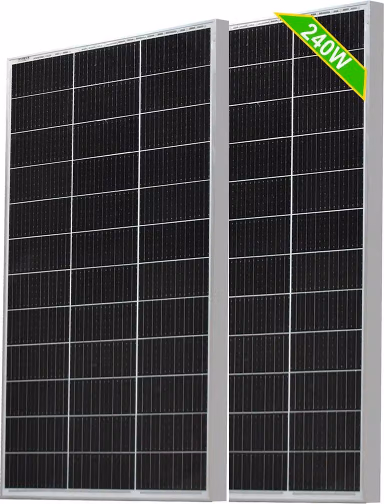 Pannello solare, superficie in vetro temperato, elevata efficienza energetica, 2 pannelli da 120 W
